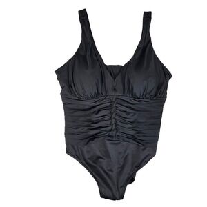 Miraclesuit NWT Allegro Braided Knotted Ruched One Piece Swimsuit Black Size 24W